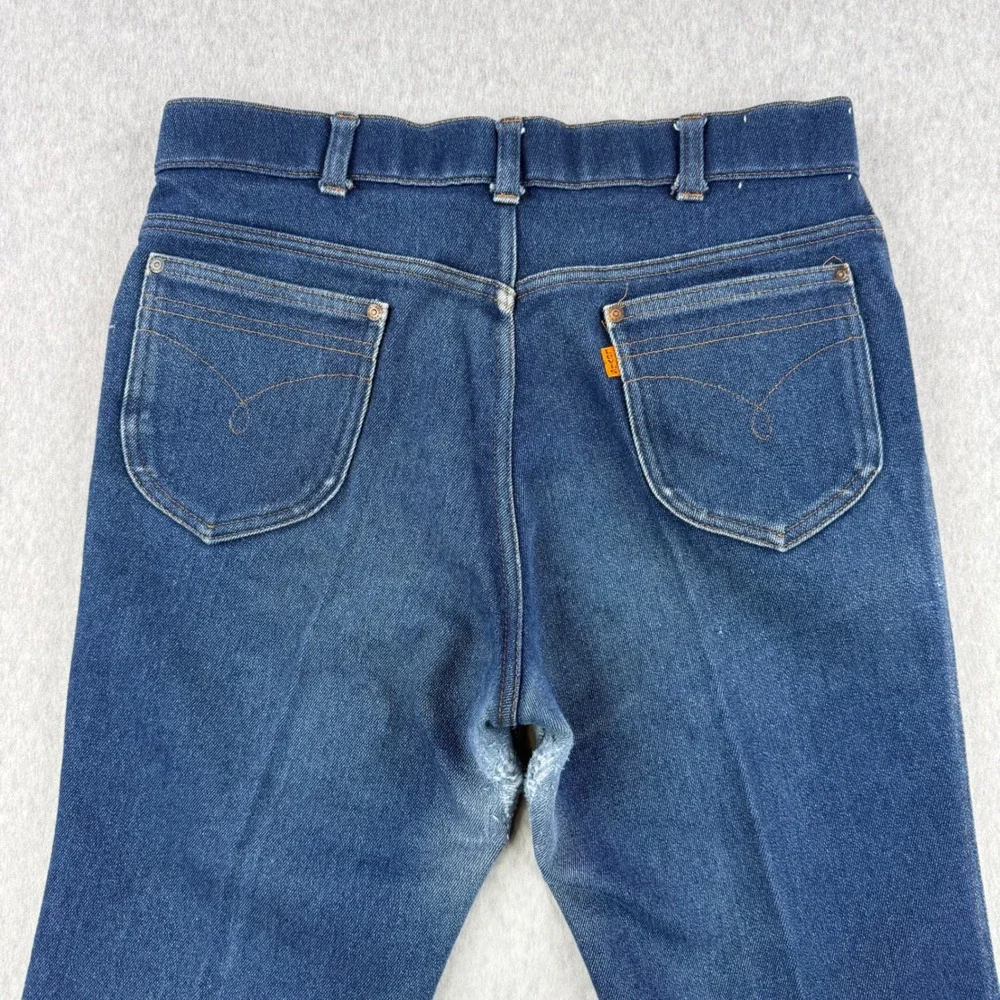 Vintage Levis Jeans Mens Fits 34x30 Blue 70s Orange Tab Talon Zip Distressed USA